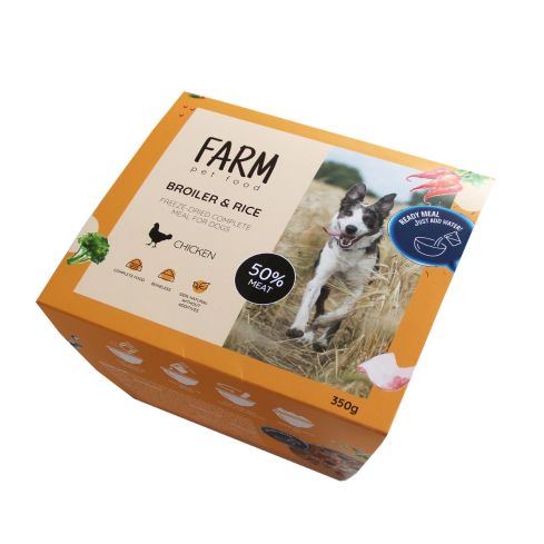 FARM REPAS COMPLET LYOPHILISÉ POUR CHIENS POULET & RIZ, 350G