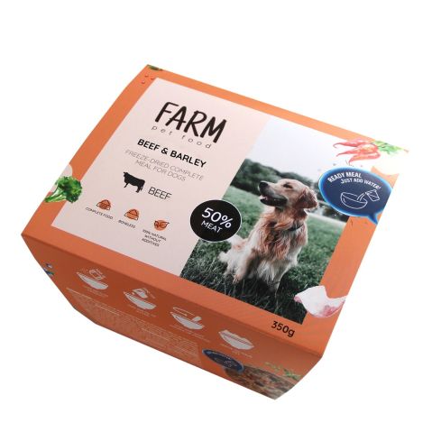 FARM REPAS COMPLET LYOPHILISÉ POUR CHIENS BOEUF & ORGE, 350G