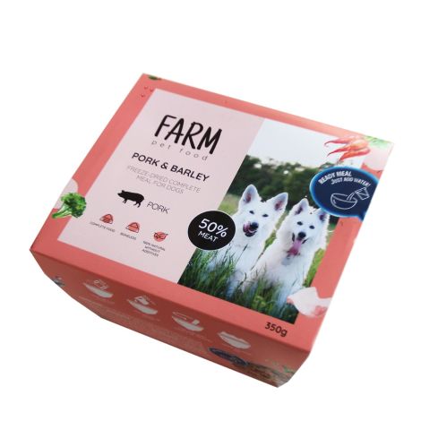 FARM REPAS COMPLET LYOPHILISÉ POUR CHIENS PORC & ORGE, 350G