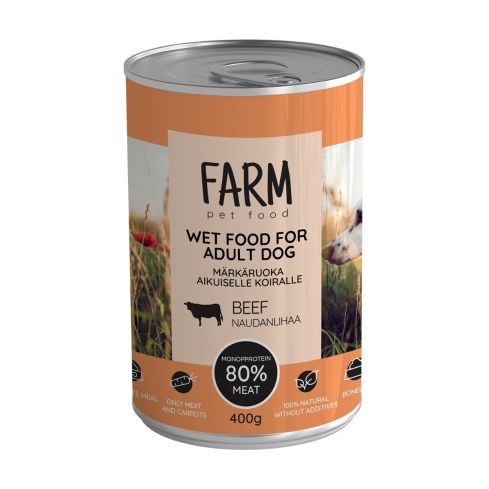 NOURRITURE HUMIDE FARM AU BOEUF, 400G