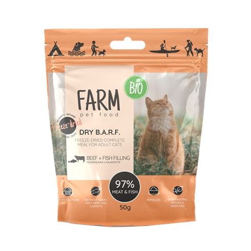 FARM DRY B.A.R.F. POUR CHATS AU BOEUF ET SAUMON, 50G