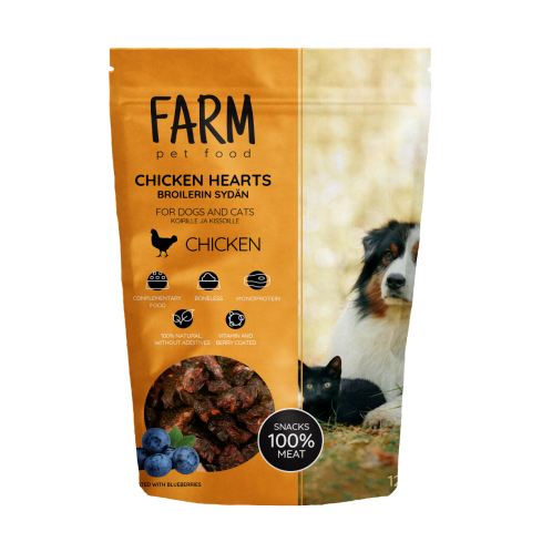 FARM SNACK POUR CHIEN ET CHAT COEUR DE POULET, 120G