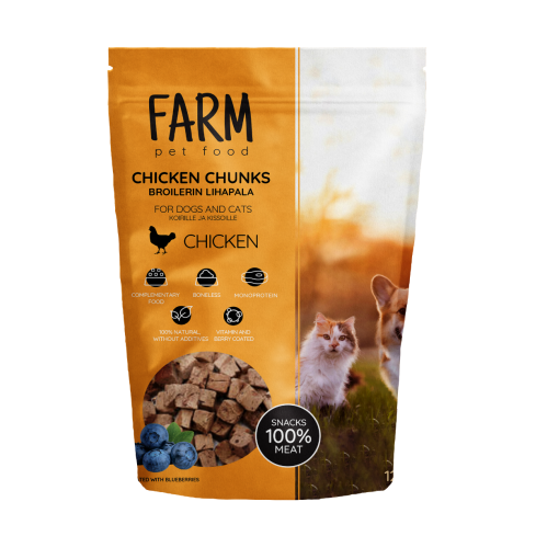 FARM SNACK POUR CHIEN ET CHAT MORCEAUX DE POULET, 120G