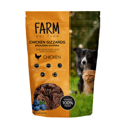 FARM SNACK POUR CHIEN ET CHAT GÉSIERS DE POULET, 120G