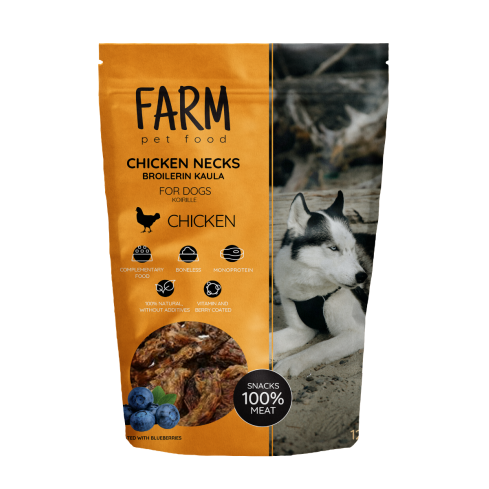 FARM SNACK POUR CHIEN COU DE POULET, 120G