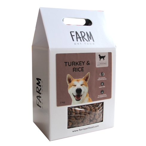 FARM CROQUETTES POUR CHIENS DE RACE MOYENNE DINDE ET RIZ 2 KG