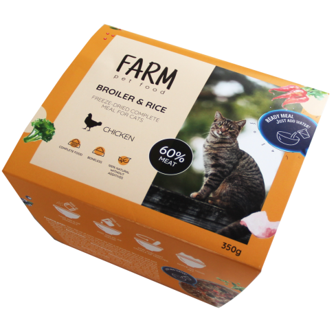 FARM REPAS COMPLET LYOPHILISÉ POUR CHATS POULET & RIZ, 350G