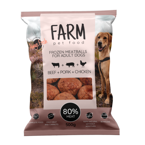 FARM BOULETTES DE VIANDE DE BOEUF, PORC ET POULET, 500G