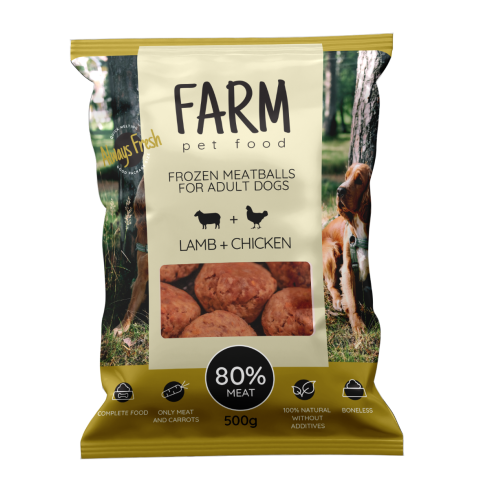 FARM BOULETTES DE VIANDE D'AGNEAU ET POULET, 500G