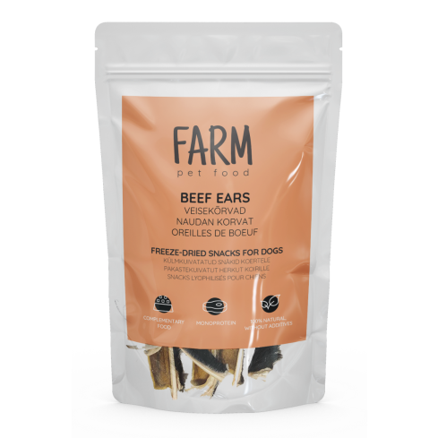 FARM SNACKS OREILLES DE BŒUF LYOPHILISÉES POUR CHIENS, 50G